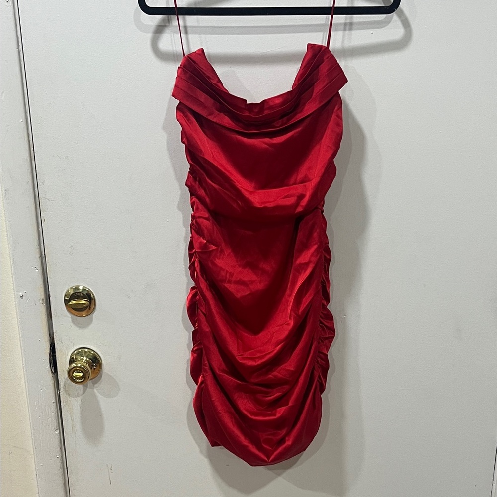 AKIRA Bold Red Ruched Mini Dress